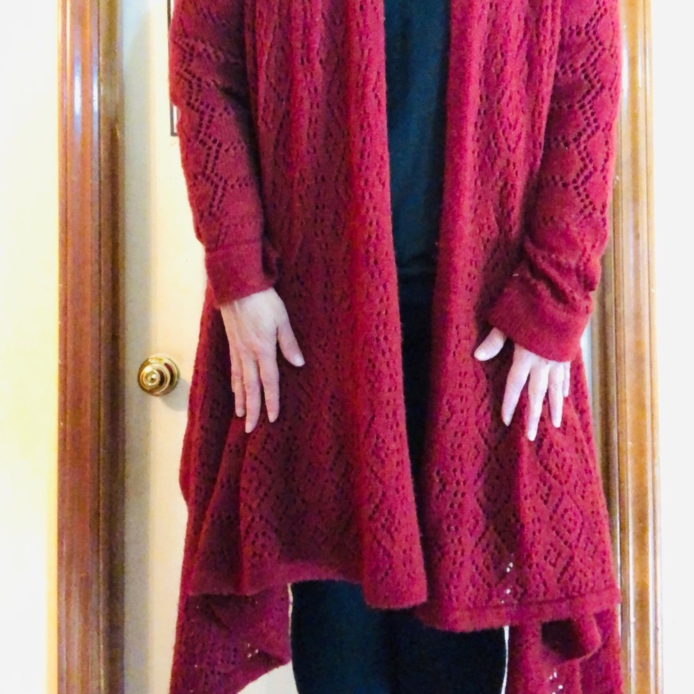 Burgundy/Rust Long Cardigan size 2x